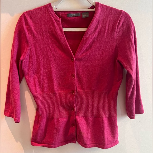 Kersh Sweaters - Kersh waist length fitted Pink cardigan